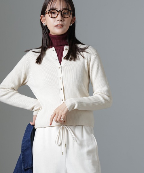 NANO universe（ナノ・ユニバース） カーディガン 椿オイル加工リブ