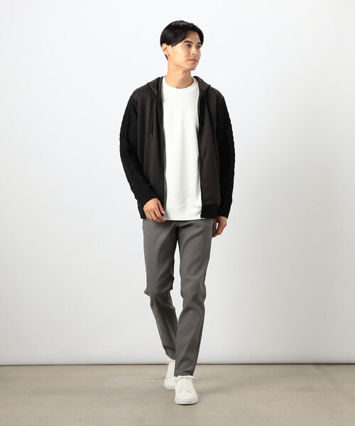 美品☆24年モデル完売品☆ダイアグラム　ニットコンビパーカー　ジップアップ　36 美品☆24年モデル完売品☆ダイアグラム ニットコンビパーカー ジップ