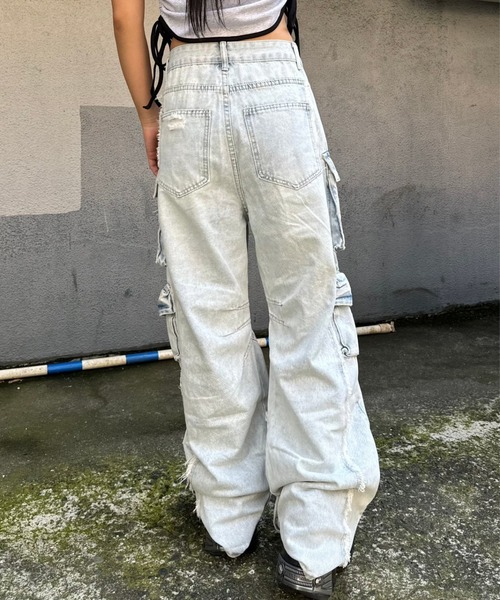 KsG ジーンズ デニム デニムパンツ ダメージルーズワイドカーゴ