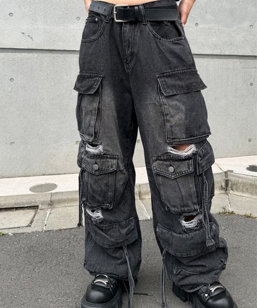 KsG ジーンズ デニム デニムパンツ ダメージルーズワイドカーゴ