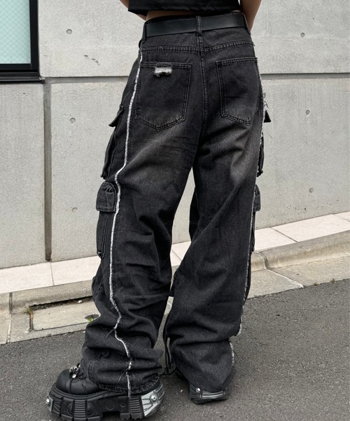 KsG ジーンズ デニム デニムパンツ ダメージルーズワイドカーゴ