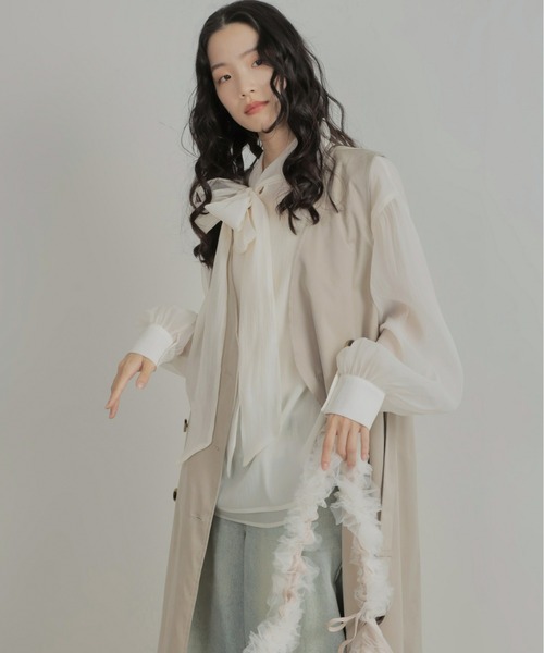 Olu. ブラウス シャツ 2wayシアーダブルリボンブラウス