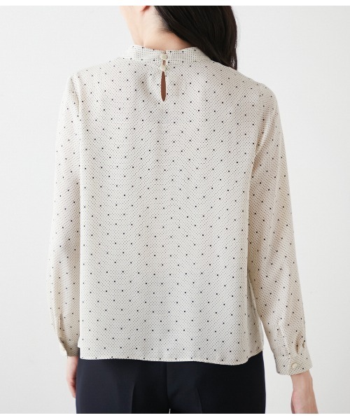 NEWYORKER ブラウス シャツ シャルマンドットプリント ボウタイ風