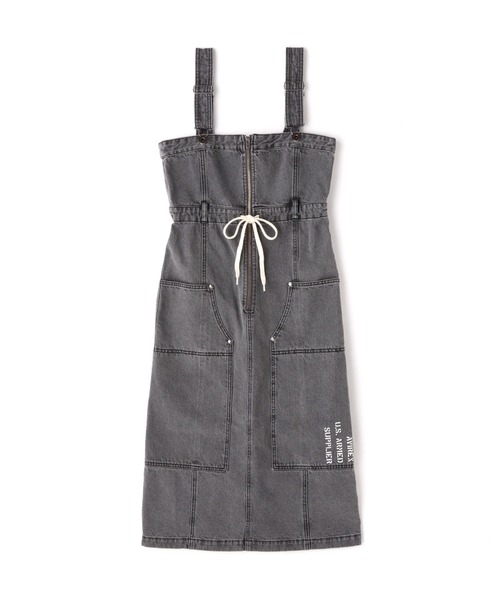 26年新作♡ボンデッドジャンパースカート BONDED JUMPER SKIRT AVIREX（アヴィレックス） デニムスカート BELT PRINT DENIM JUMPUR