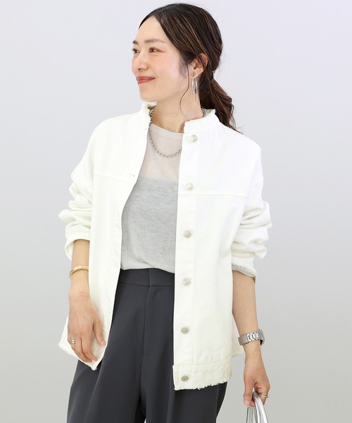 Aletta vita デニムジャケット gジャン バンドカラーデニムジャケット