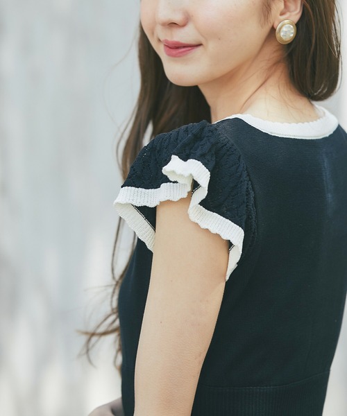 「tocco closet」 ニットワンピース M ベージュ レディース_画像3