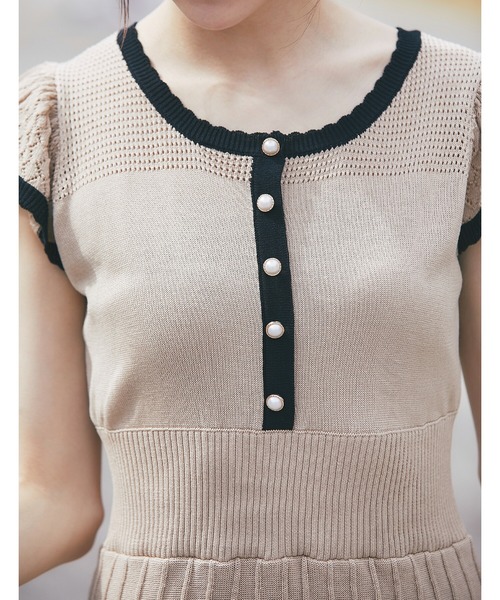 「tocco closet」 ニットワンピース M ベージュ レディース_画像6