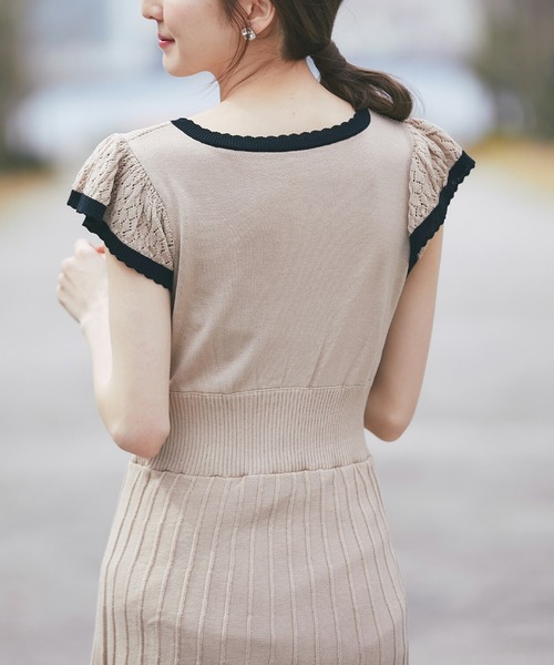 「tocco closet」 ニットワンピース M ベージュ レディース_画像8