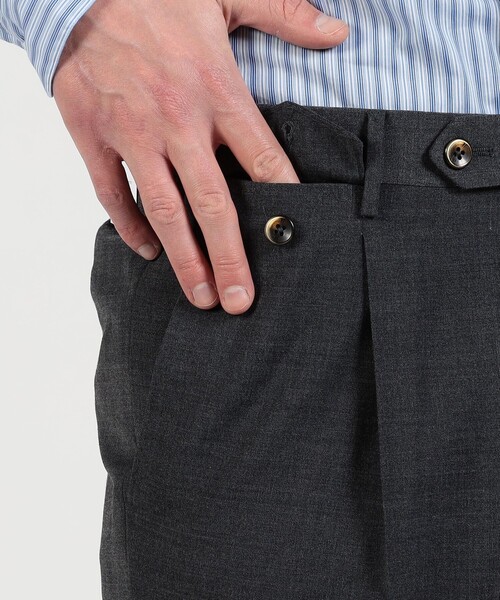 スラックス PT TORINO Gentleman Fit ポリエステルウール 1プリーツ スリムスラックス メンズの画像