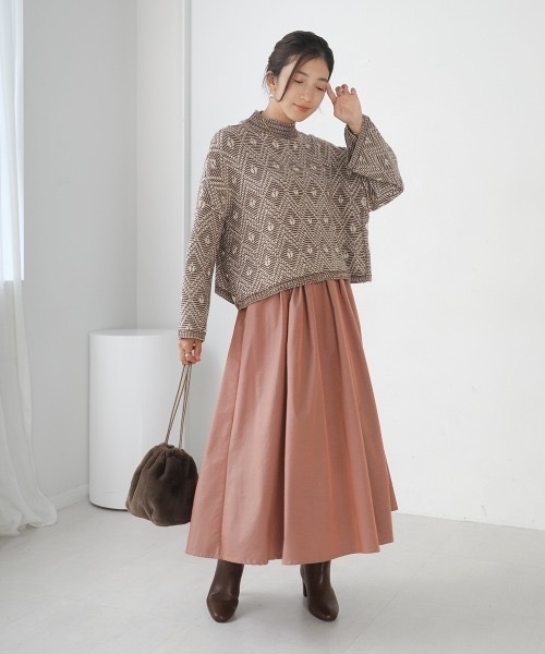 ニット セーター ジャガードクロップニット レディース Bou Jeloud ニット セーター ジャガードクロップニット