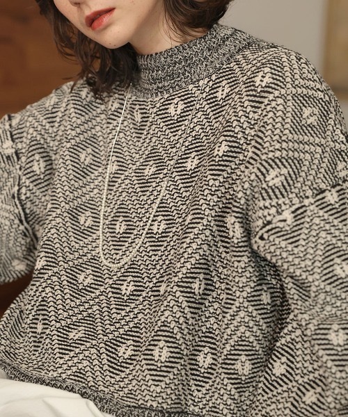 ニット セーター ジャガードクロップニット レディース Bou Jeloud ニット セーター ジャガードクロップニット