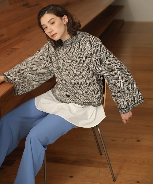 ニット セーター ジャガードクロップニット レディース Bou Jeloud ニット セーター ジャガードクロップニット