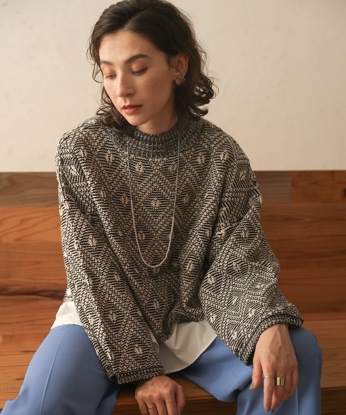 Bou Jeloud ニット セーター ジャガードクロップニット