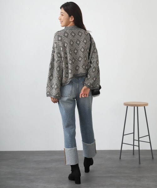 ニット セーター ジャガードクロップニット レディース Bou Jeloud ニット セーター ジャガードクロップニット
