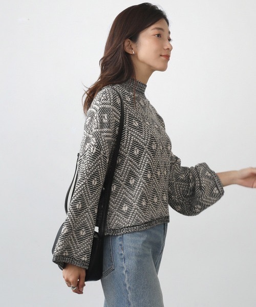 ニット セーター ジャガードクロップニット レディース Bou Jeloud ニット セーター ジャガードクロップニット