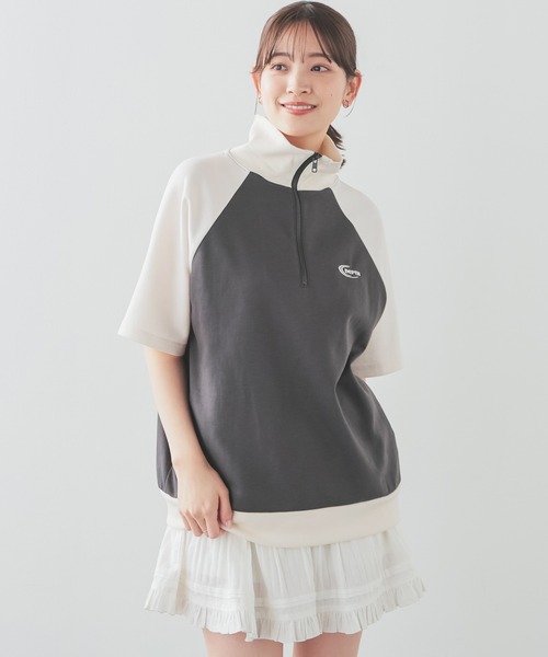 Honeys トレーナー スウェット ハーフジップゆるトップス