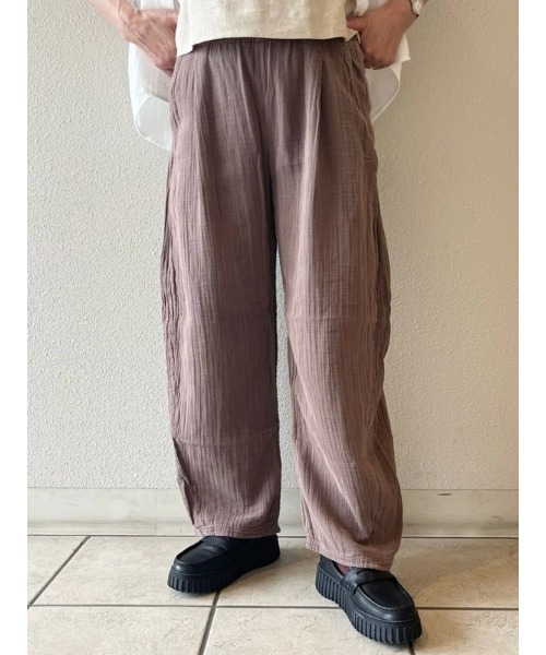 GAP パンツ クリンクルガーゼ イージー バレルパンツ レディース