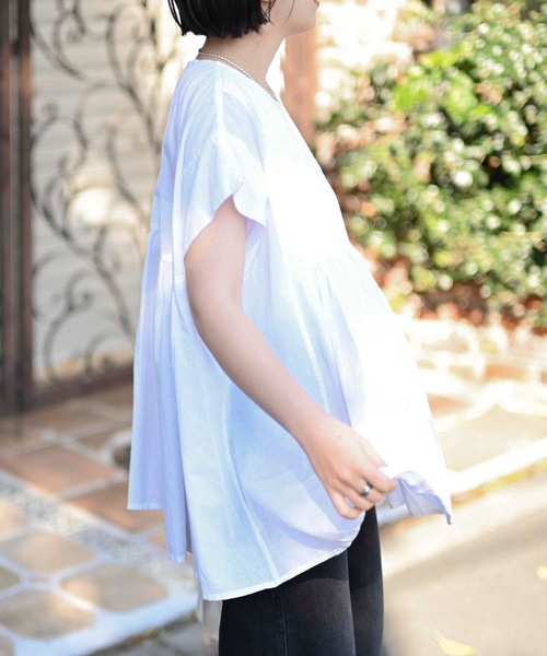 ＆HALF ブラウス シャツ 半袖 「indian Cotton Collection」フロント