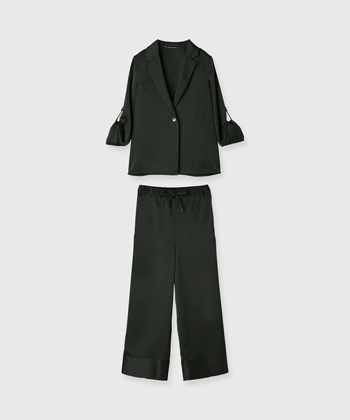 anuans オールインワン サテンリラックスセットアップ レディース 