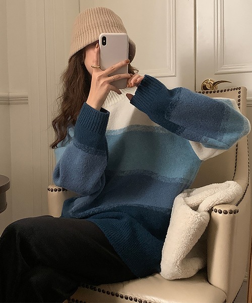 「Ulysses」 「Girly Doll」長袖ニット F ブルー レディース_画像2