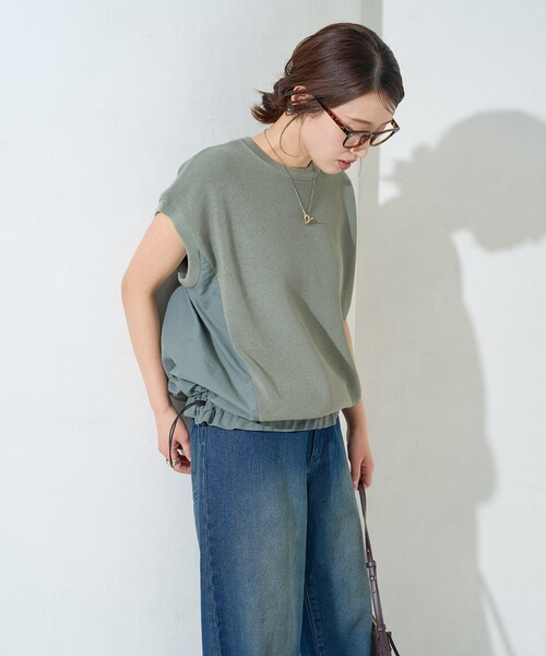 FREAK'S STORE ニット セーター 限定展開 布帛 ドッキング