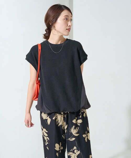 ニット セーター ドッキングスリーブニット / 1215270800 レディース FREAK'S STORE ニット セーター 限定展開 布帛 ドッキング