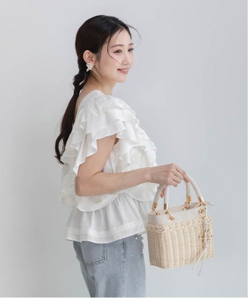 RANDA（ランダ） ブラウス シャツ ボリュームラッフルブラウス 