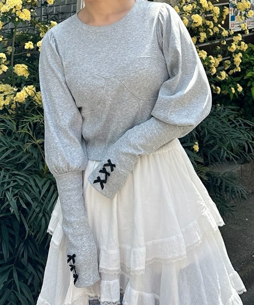 tシャツ コルセット切替リブTOPS レディース