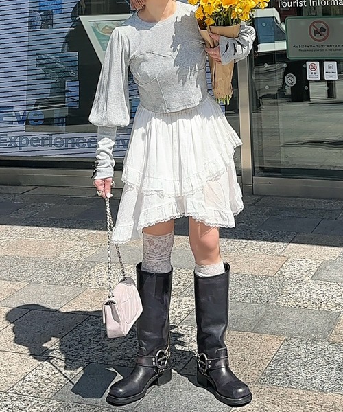 Alley Tokyo tシャツ コルセット切替リブTOPS レディース : ZOZOTOWN
