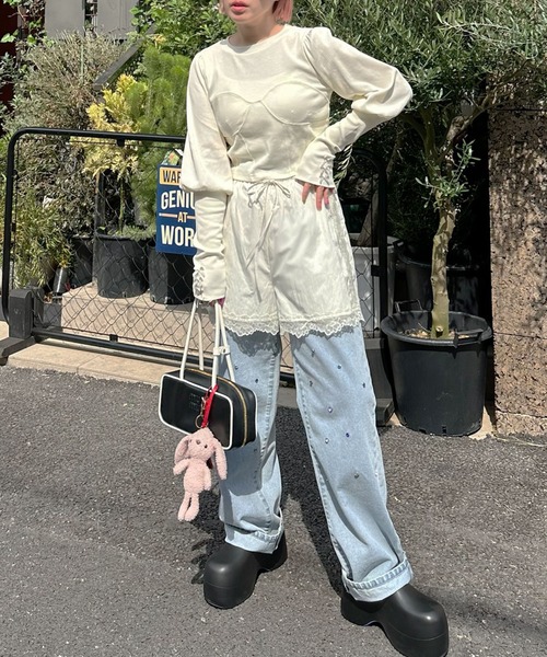 【WHITE】<AEWEN MATOPH>コルセットライン Tシャツ AEWEN MATOPH＞コルセットライン Tシャツ