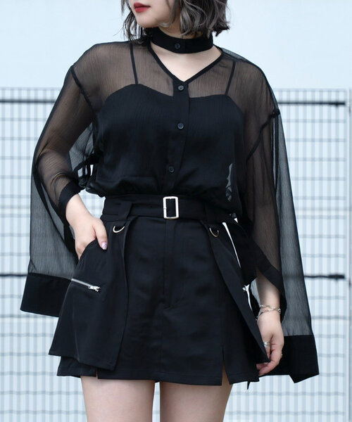 Mavie..7 スカート 「Mavie..7」ベルト付サイドスリットスカパン