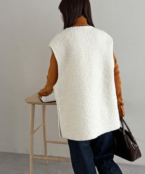 「DISCOAT」 Vネックニット FREE ライトベージュ レディース_画像4