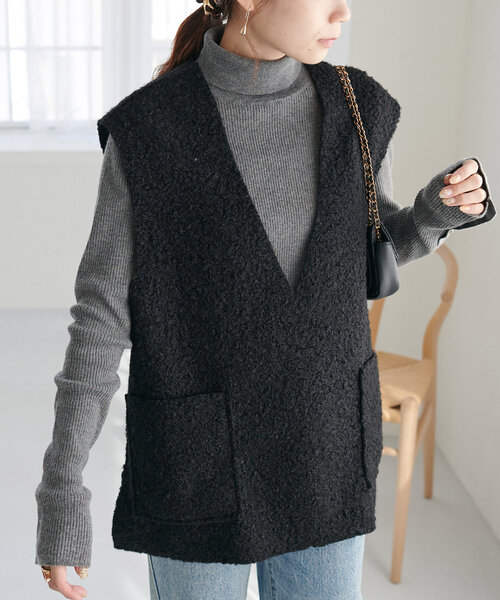 「DISCOAT」 Vネックニット FREE ライトベージュ レディース_画像7