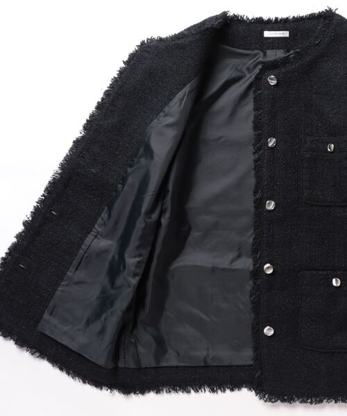 「Honeys」 ツイードジャケット 3L ブルー系その他 レディース_画像3