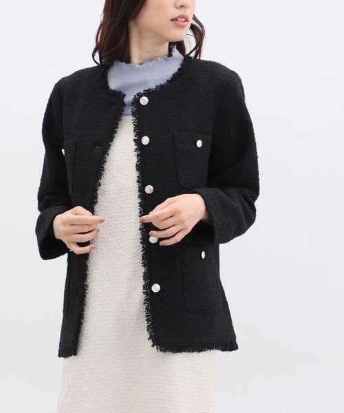 「Honeys」 ツイードジャケット 3L ブルー系その他 レディース_画像5