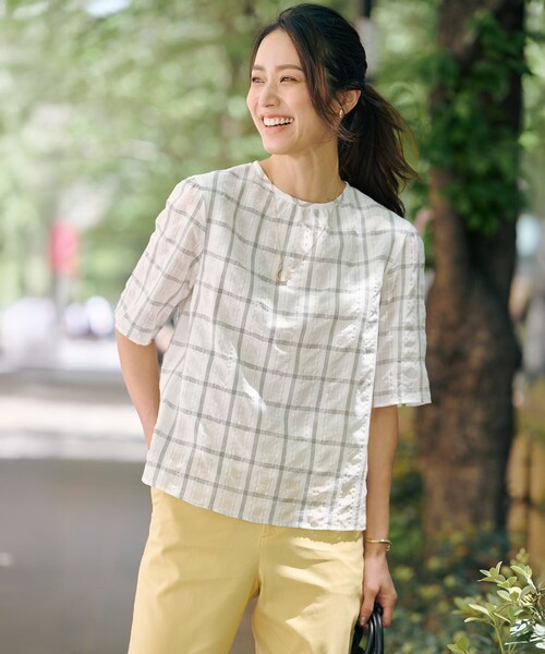 J.PRESS（J.プレス） ブラウス シャツ 「洗える」SHEER チェック
