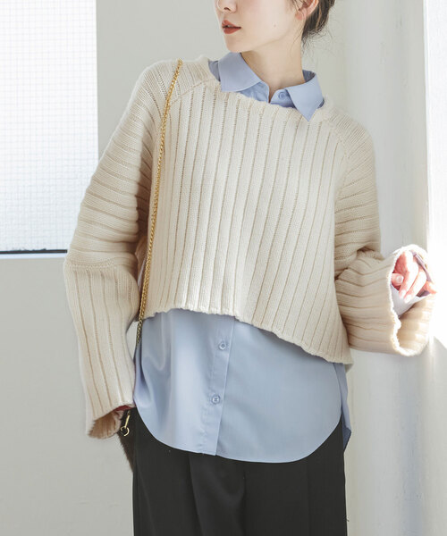 「NOBLE」 長袖ニット FREE ベージュ レディース_画像2