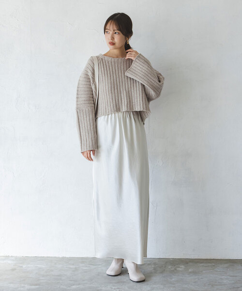 「NOBLE」 長袖ニット FREE ベージュ レディース_画像4