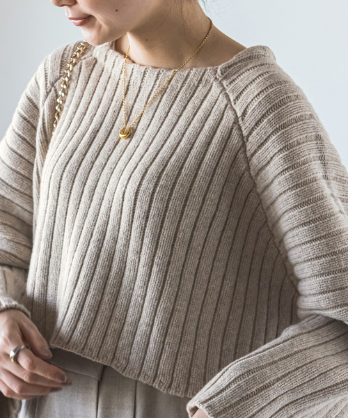 「NOBLE」 長袖ニット FREE ベージュ レディース_画像6