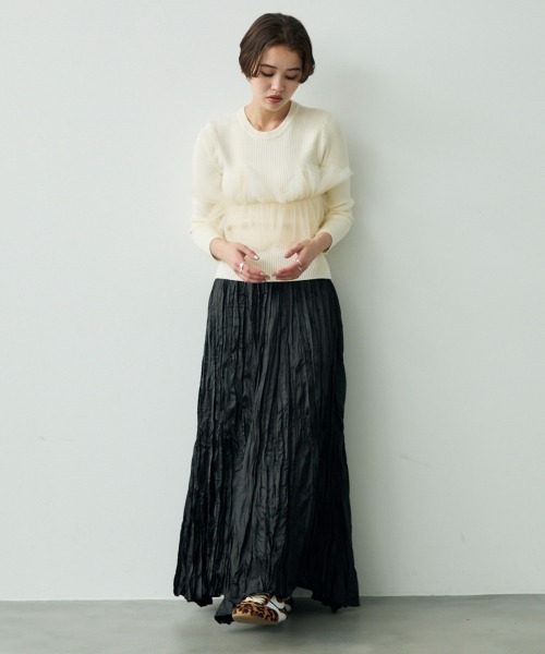 Clum スカート Crinkle flare long skirt / クリンクルフレア