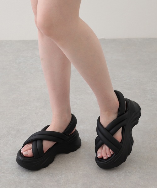 【新品】24㎝ エレンディーク クロスストラップパデットサンダル 厚底 ○新品○24㎝ エレンディーク クロスストラップパデットサンダル