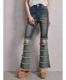 ジーンズ デニム デニムパンツ ハイウエストTIERED FRINGEフレアデニムパンツ レディース｜ZOZOTOWN Yahoo!店