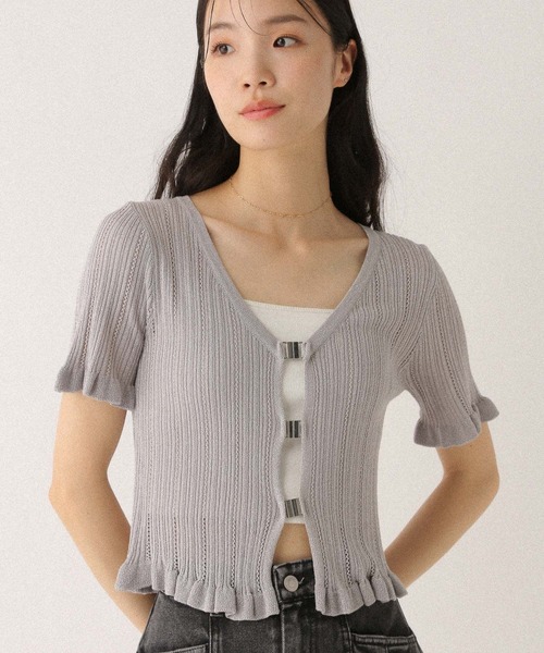 Heather ニット セーター フロントホックラメニット（半袖