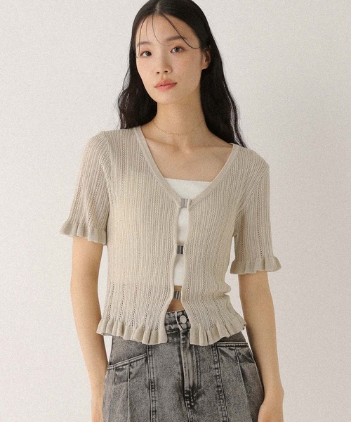 Heather ニット セーター フロントホックラメニット（半袖