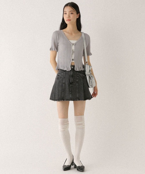 Heather ニット セーター フロントホックラメニット（半袖