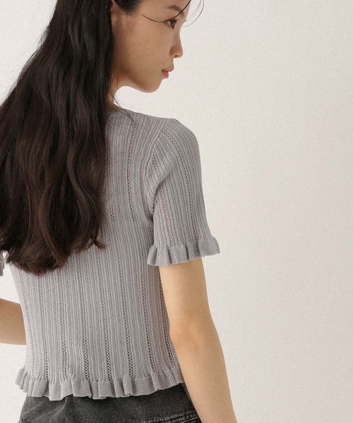 Heather ニット セーター フロントホックラメニット（半袖