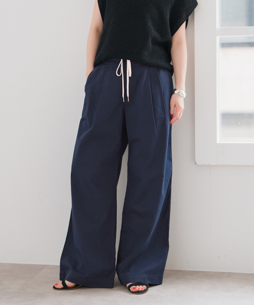 今季新品コットンリネンドロストパンツ黒 Curensology パンツ Curensology(カレンソロジー)/コットン