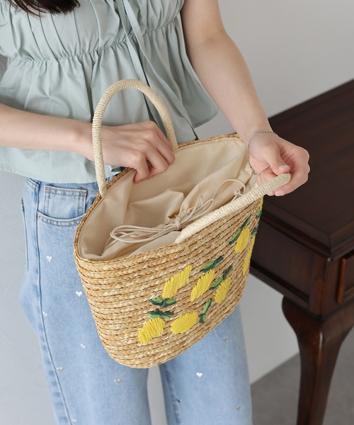 BLUEEAST（ブルーイースト） かごバッグ カゴバッグ フルーツ刺繍かご