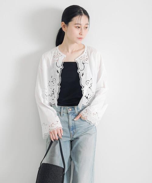 URBAN RESEARCH ブラウス シャツ カットワークレース刺繍