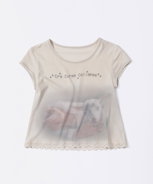Tシャツ・カットソー SCULPTOR Lace Crop Baby Tee HJ5B0069 SCULPTOR tシャツ Lace Crop Baby Tee レディース メンズ